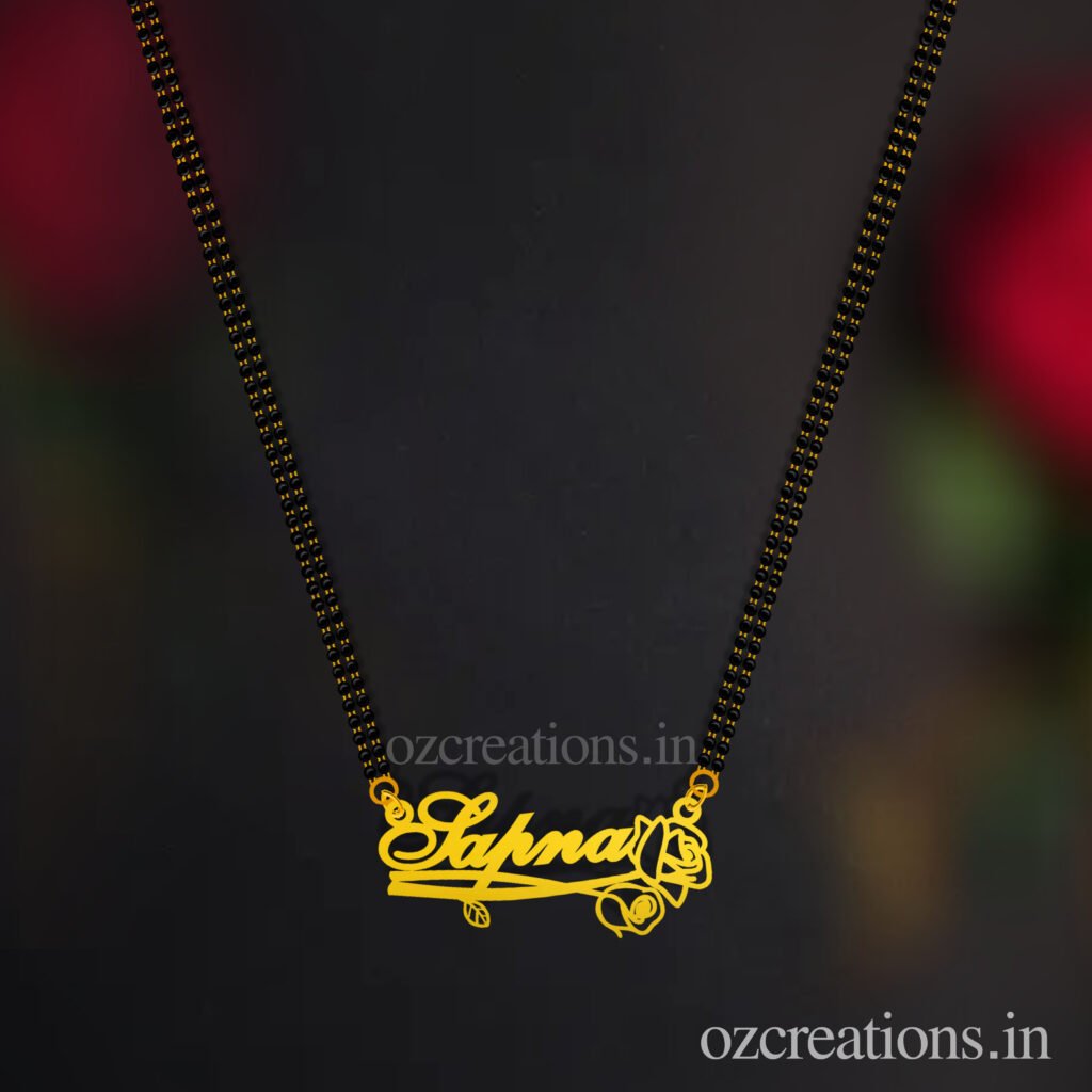 Custom  Name Necklace Single Rose design