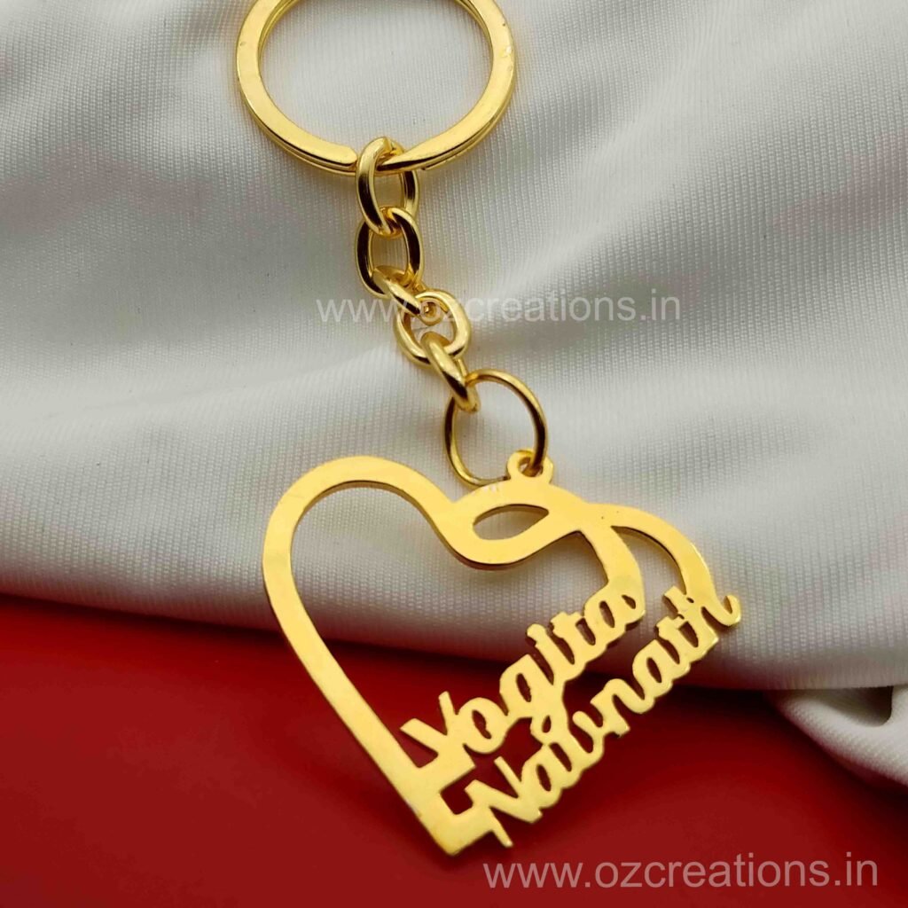 Personalized  Metal Keychain heart shape Stainless Steel & Brass