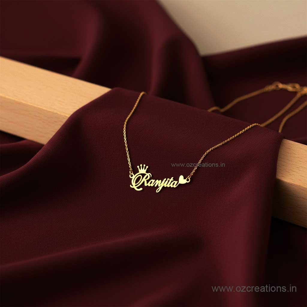 Personalized Necklace  Single design Crown herart