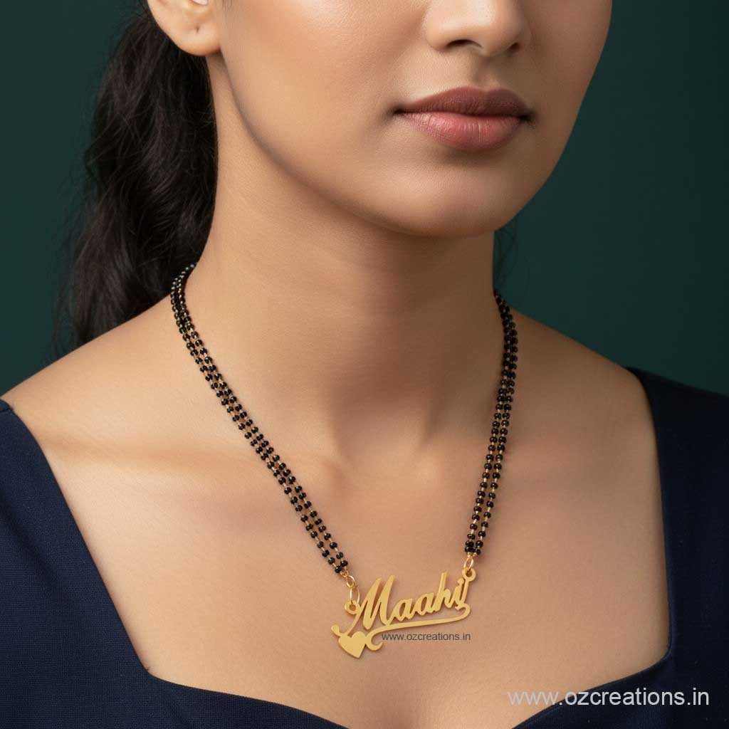 Customized Necklace Mangalsutra heart pattern